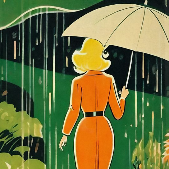 Rainy Days | Tea Towel | Retro Scifi Mid-century Botanical Illustrations