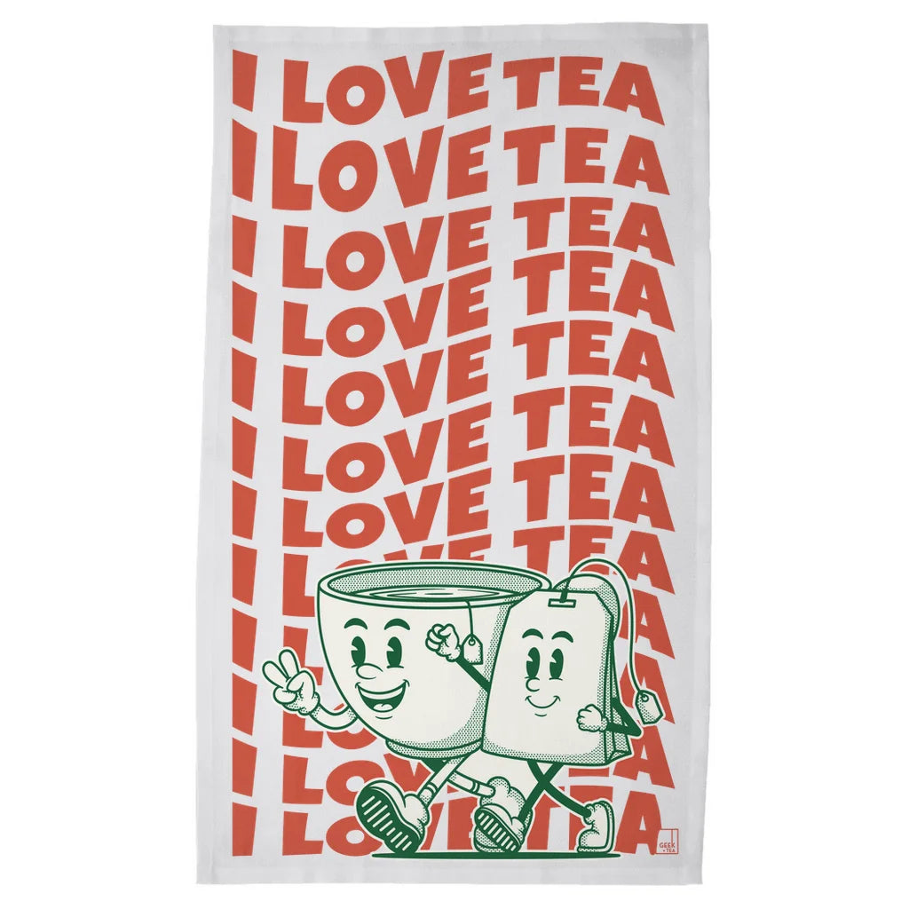 I Love Tea cotton tea towel