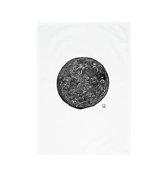 White Moon Crater | Organic Cotton Tea Towel | Geek+Tea