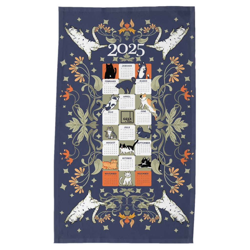 2025 Tea Towel Calendar: Cats Galore | Geek+Tea