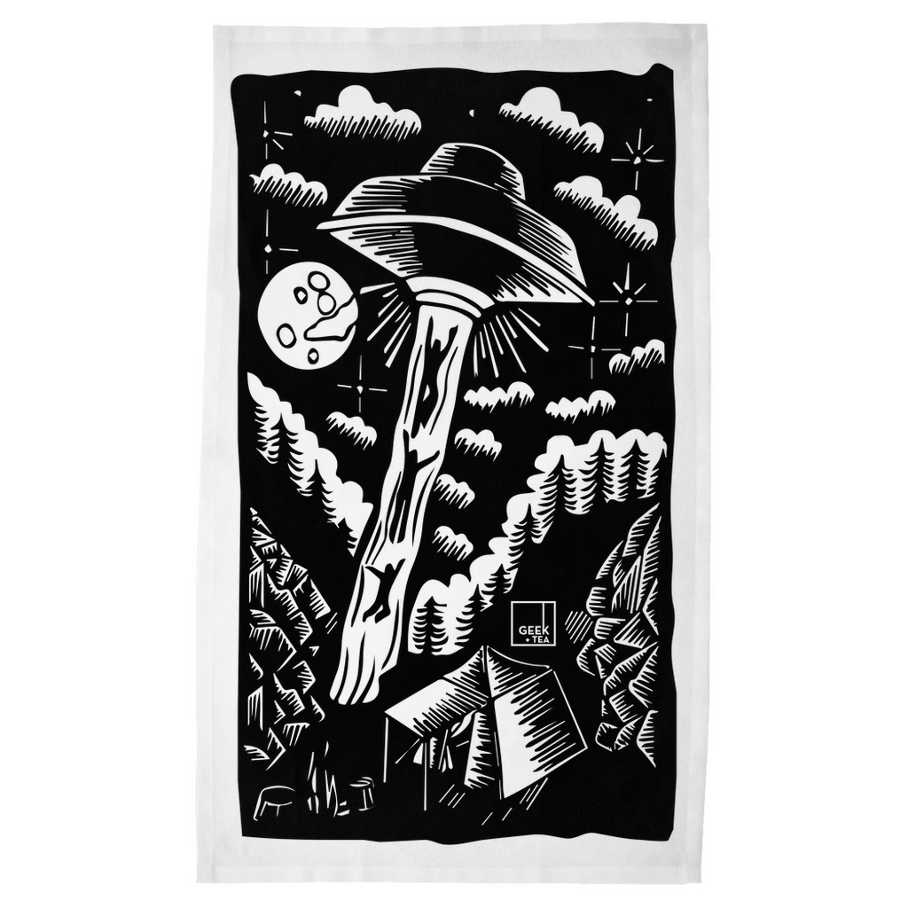 Camping in Canada Alien Abduction | Digital Print Tea Towel | 100% Cotton Twill