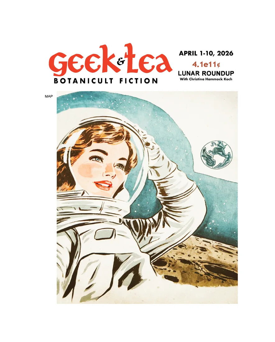 Artemis II Lunar Roundup, a pulp-inspired space heroine fine art print